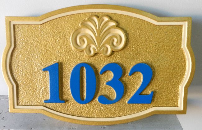 I18890 - Elegant Gold Carved House Address Sign