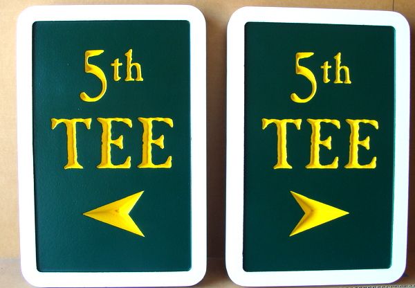 E14233  – Carved and Engraved HDU Wayfinding Signs showing Exit for Golf Club