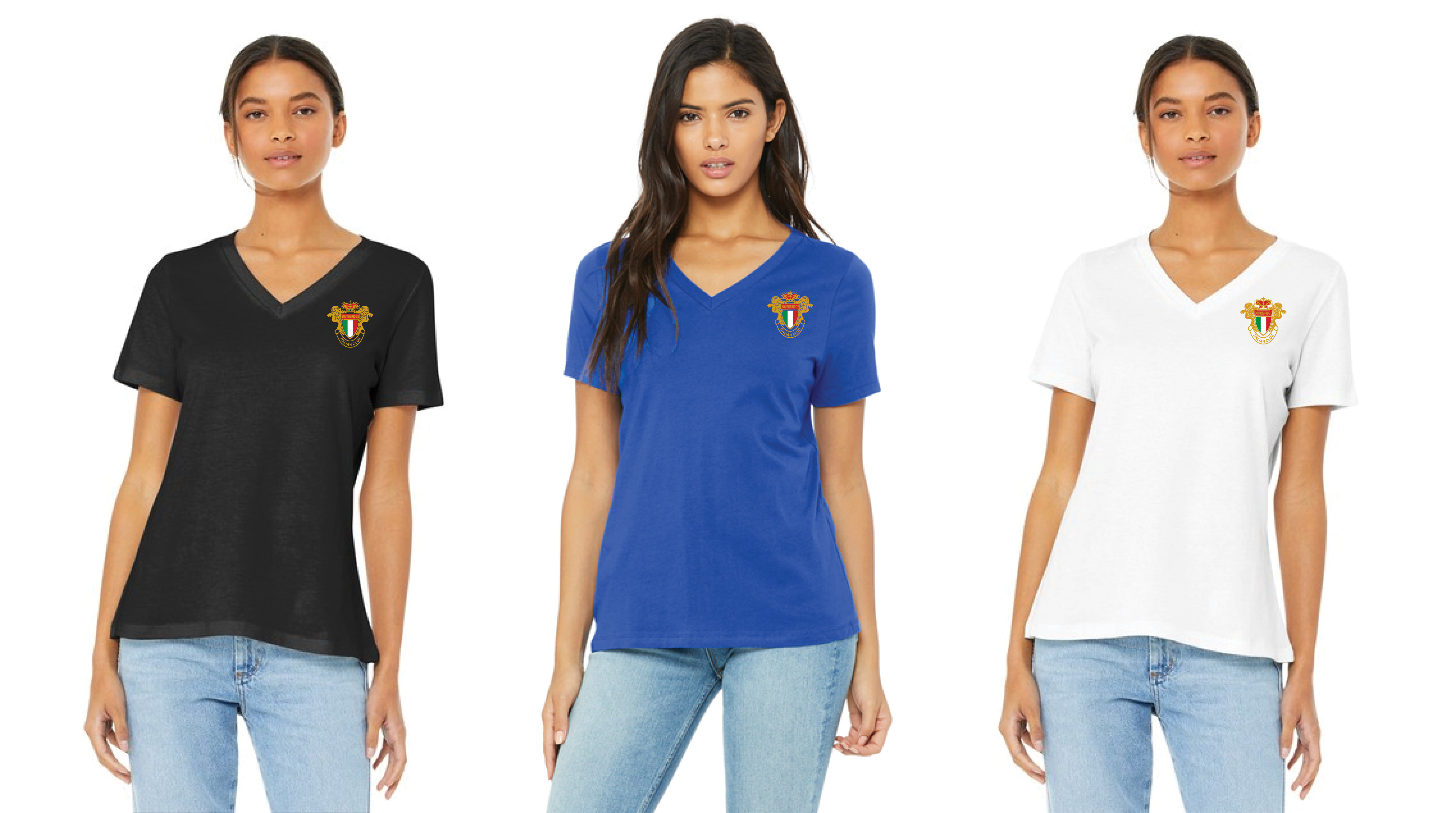 BELLA+CANVAS® Women’s Relaxed Jersey Short Sleeve V-Neck Tee (Logo 1)