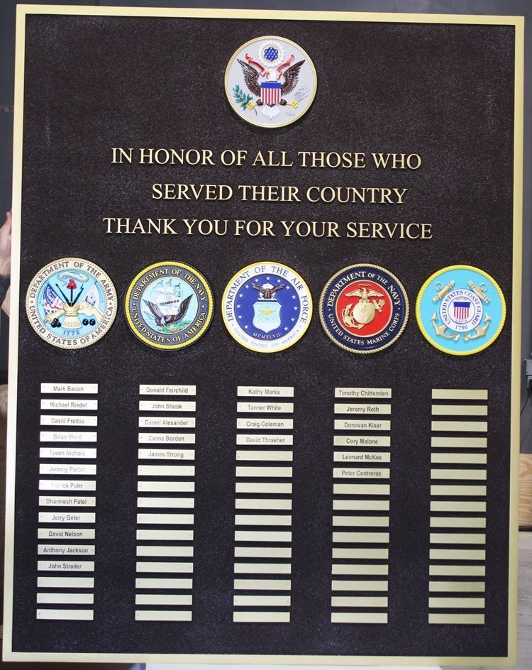 ZP-6006 - Plaque Honoring the Veteran's of the Five Services