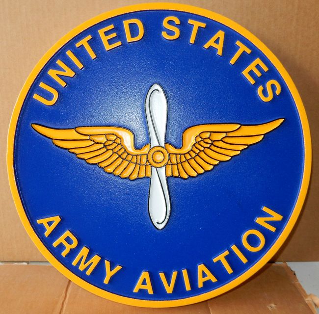 V31783 - Carved Wall Plaque of the Crest of a US Army Aviation Unit