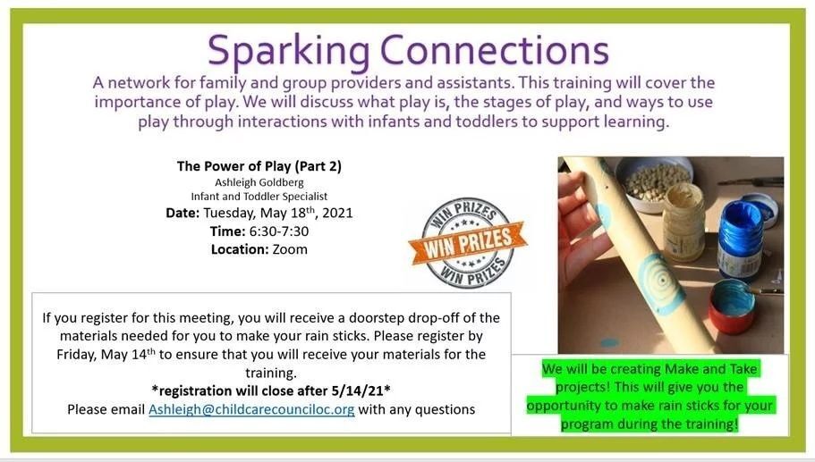 May's Sparking Connections Meeting Flyer