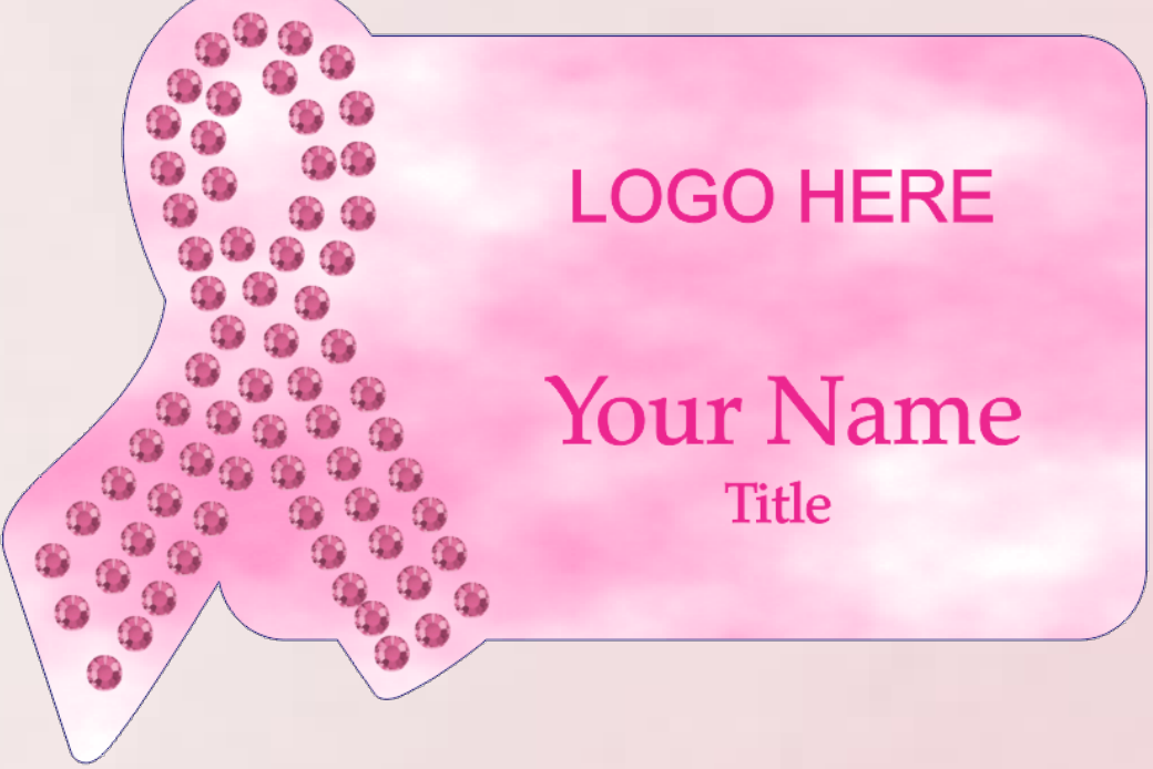 Pink ribbon shaped breast cancer awareness badge