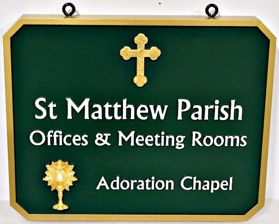D13159 - Carved and Sandblasted Sign for "St Matthew Parish"