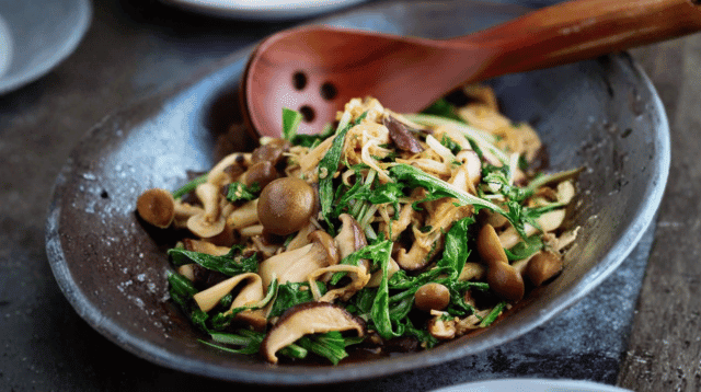 Warm Mushroom Salad with Sesame Dressing
