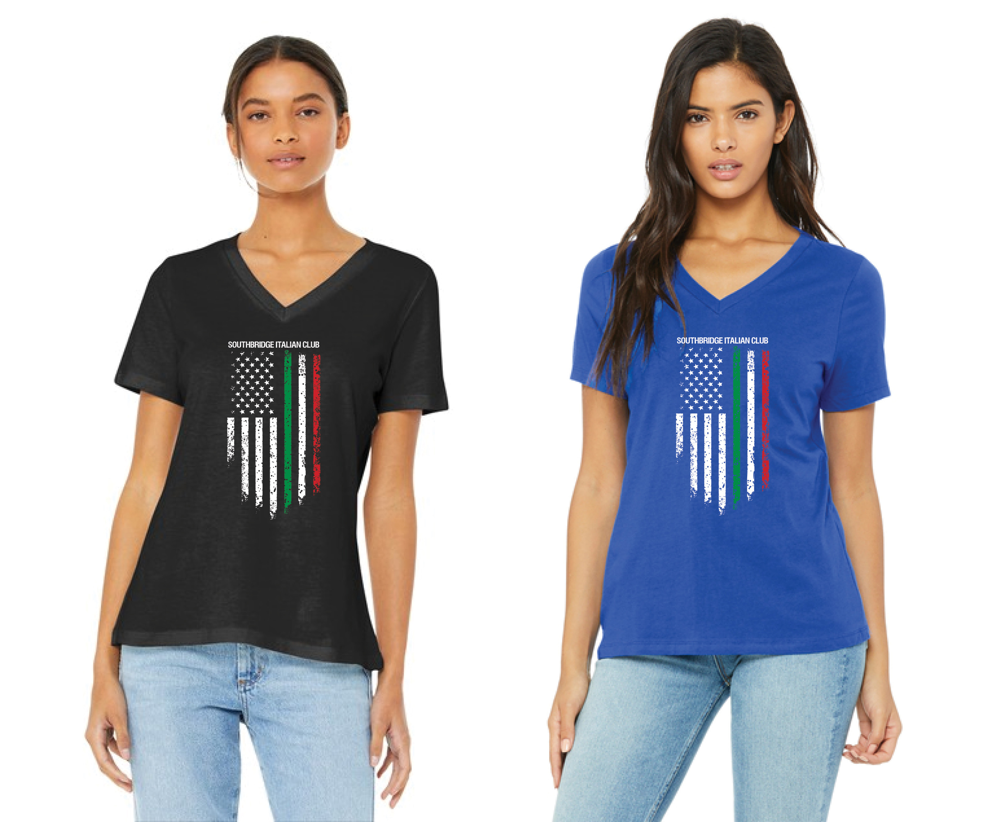 BELLA+CANVAS® Women’s Relaxed Jersey Short Sleeve V-Neck Tee (Logo 4)