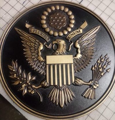 M7706 - 3-D Bas-Relief Cast Brass plaque of the Great Seal of the United States