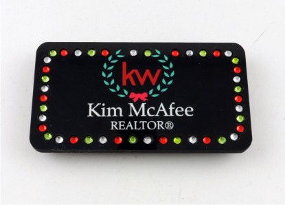 Holiday Black Bling Name Badge Wreath