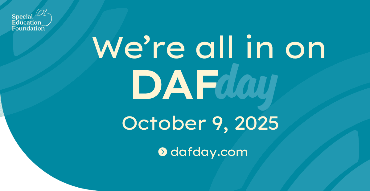 we're all in for Daf Day on blue background