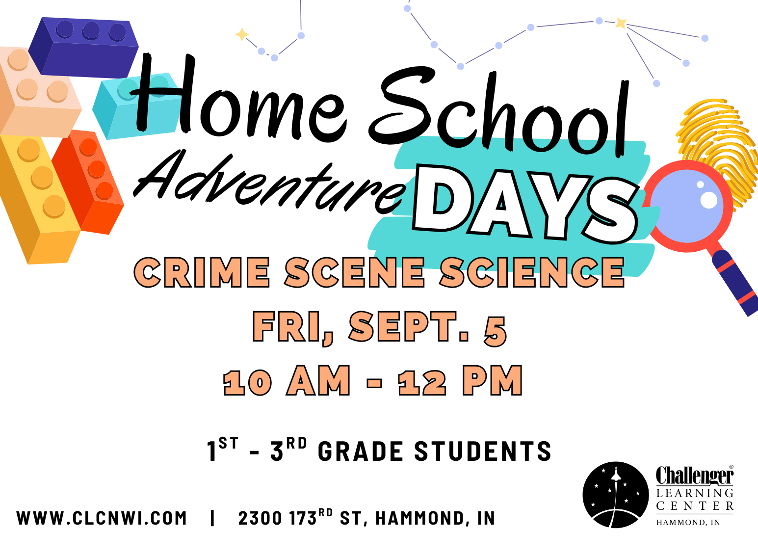 5th Sept. (Fri) - Crime Scene Science (1st - 3rd Graders)
