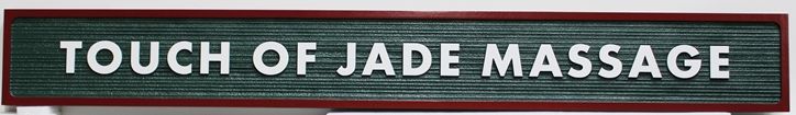 SA28844 - Carved and Sandblasted Wood Grain Double-Faced Double Face  Hanging  Sign  for  "Touch of Jade Massage"