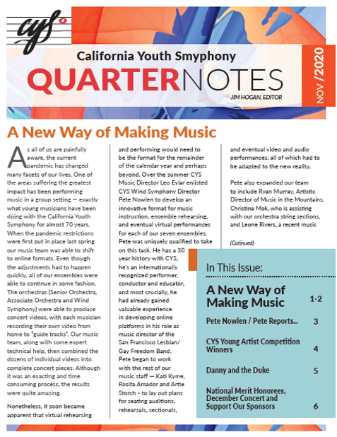 November 2020 Quarter Notes