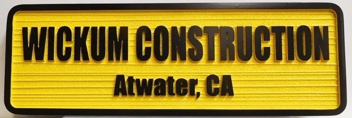 SC38161 - Carved and Sandblasted Wood Grain HDU Sign for Wickum Construction 2.5-D Raised Relief Artist-Painted