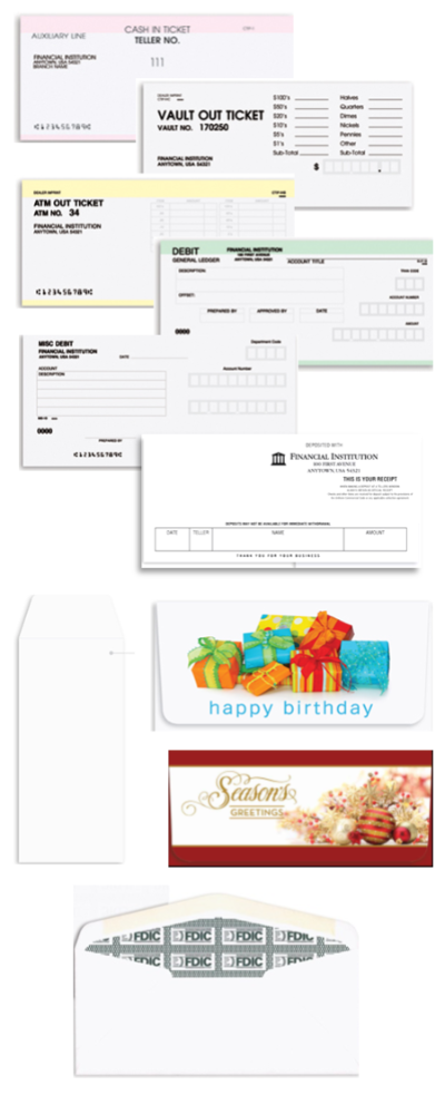 Assortment of Bank Forms and Envelopes