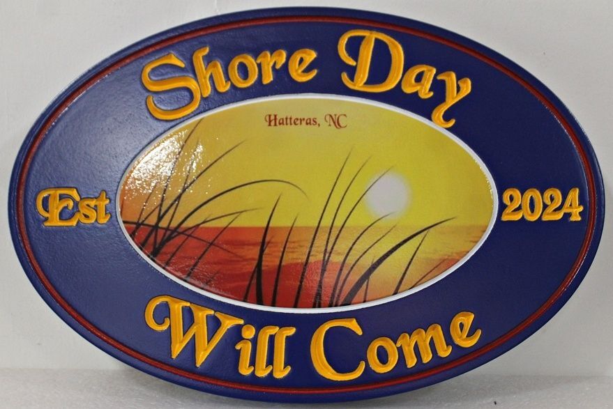 L21070 - Carved Beach House Sign for "Shore Day Will Come"