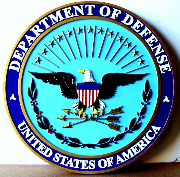 IP-1040 -   Carved Plaque of the Great Seal  of the US Department of Defense, Artist Painted