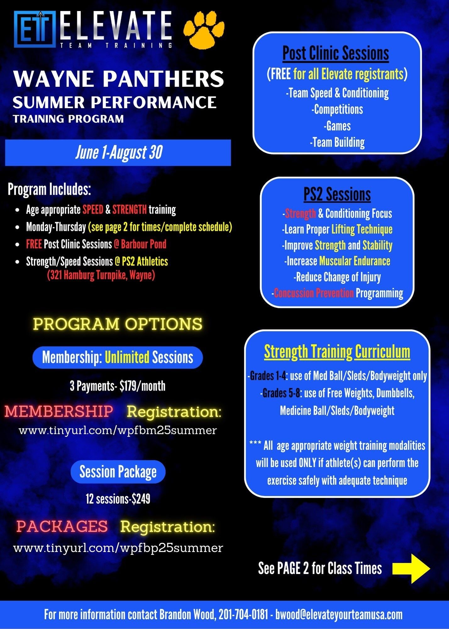 Wayne Panthers Summer Team Training Program