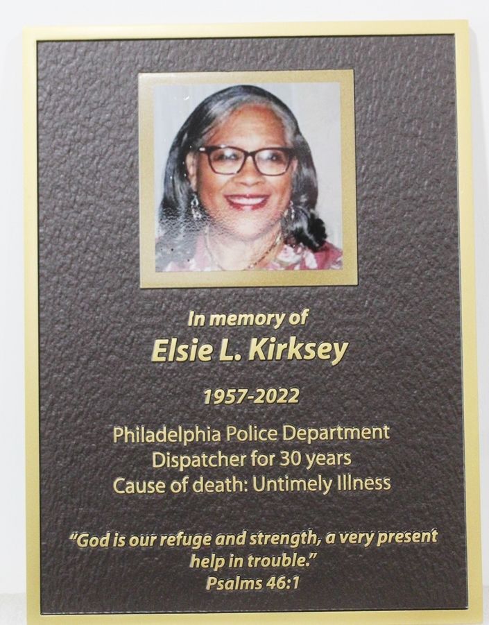 PP-3436 - Carved 2.5-D Multi-Level Photo Memorial  Plaque for a Police Department Dispatcher, Philadelphia Police Department 