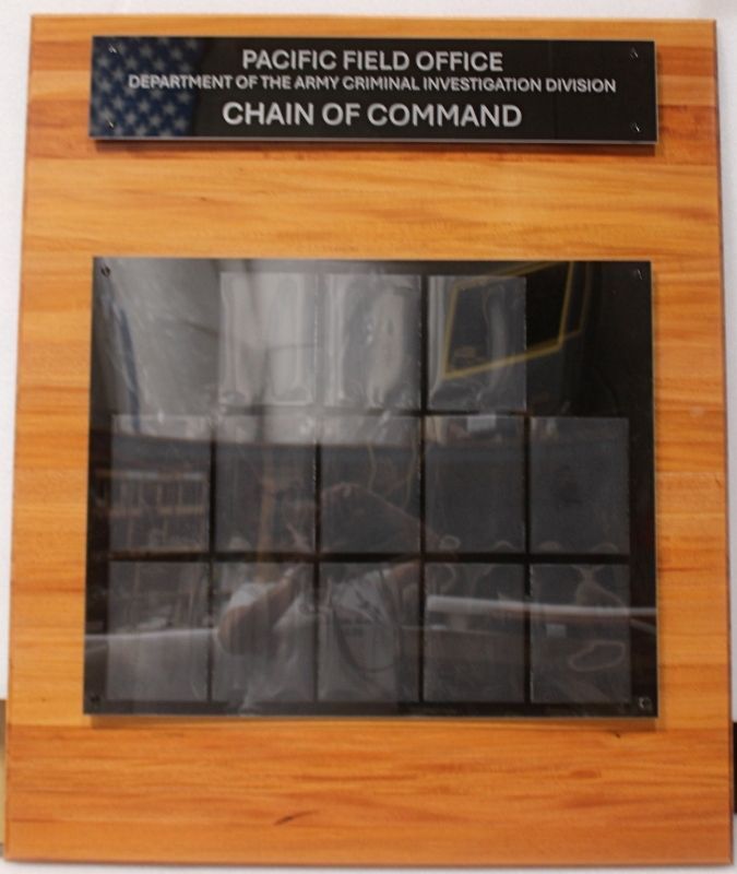 MP-3023 - Department of the Army CID Pacific Field Office Chain-of-Command Board, Wood with Acrylic Overlay