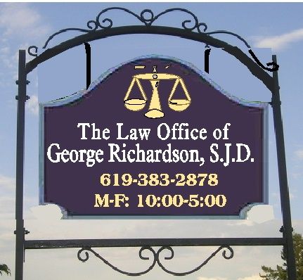 A10169 - Law Office Sign Mounted from Wrought Iron Hanger