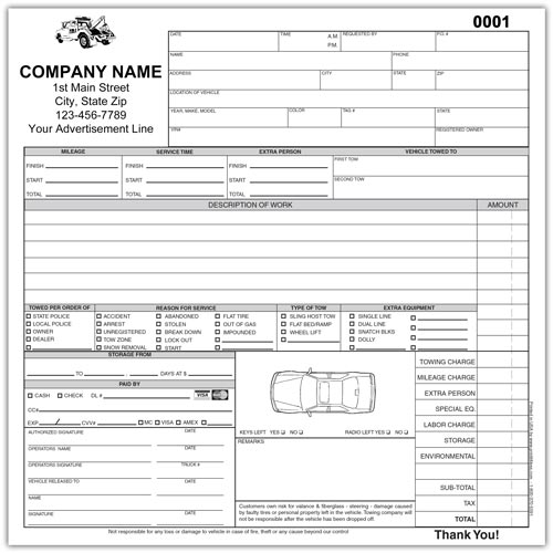 4 Part Carbonless Business Forms - 7 x 8.5