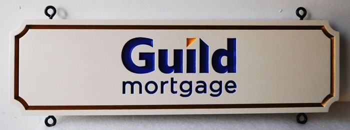 C12224 - Engraved  Guild Mortgage Hanging Sign, with Eyehooks