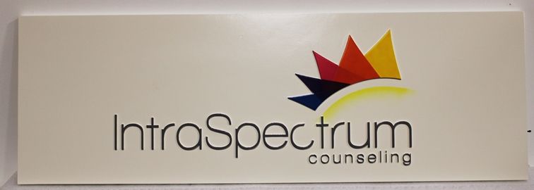 S28151 - Carved Sign for the IntroSpectrum Counseling  Company., with Multi-color Logo as Artwork