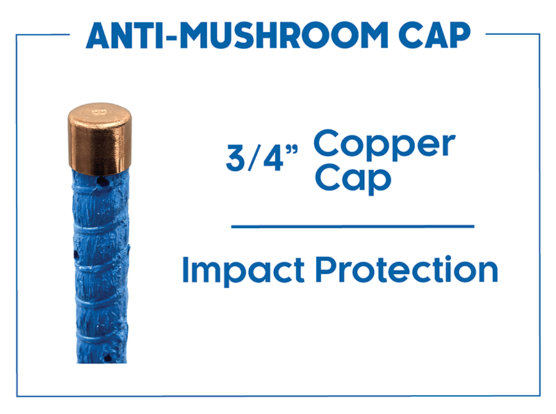 Anti-Mushroom Cap - 3/4" Copper Cap = Impact Protection