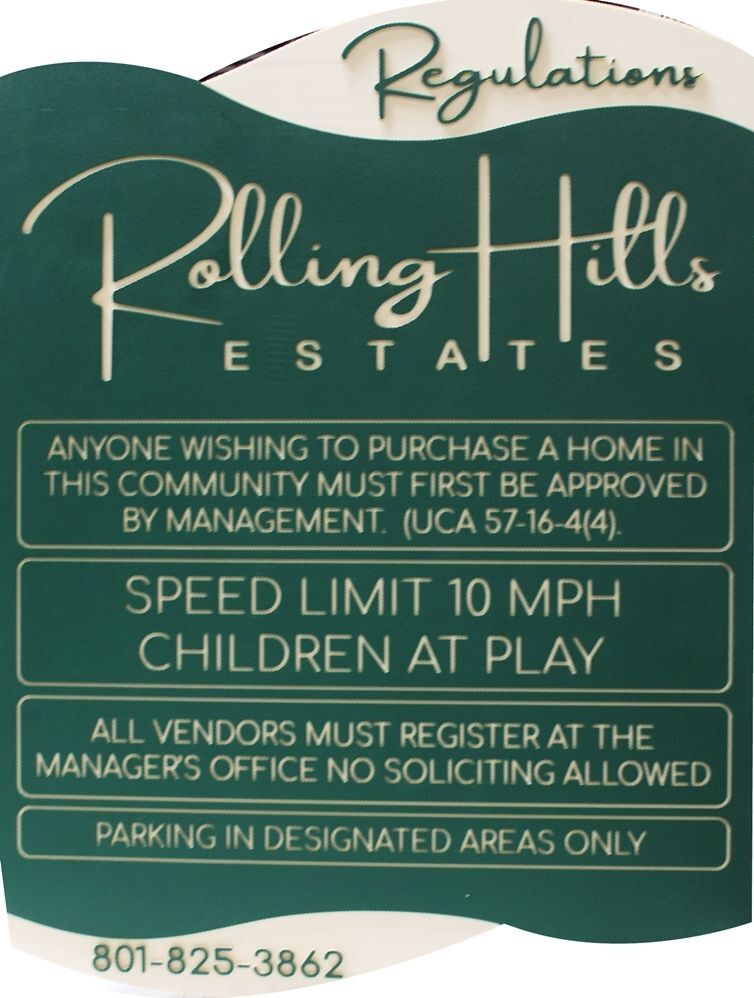 KA20597A - Elegant  Carved and Engraved Rolling Hills Estates Sign