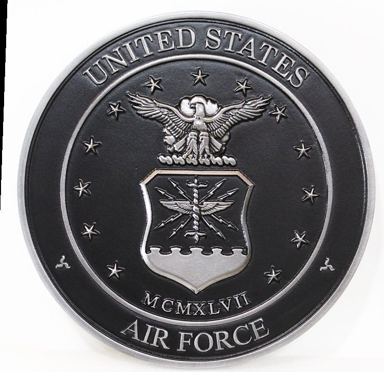 LP-1078 - Carved 3-B Bas-Relief Aluminum-Plated Emblem of the United States Air Force