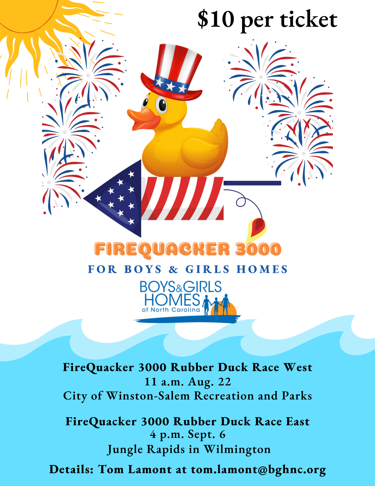 GET YOUR TICKETS TODAY -- FireQuacker 3000 coming to a lazy river in the West and the East to benefit BGHNC
