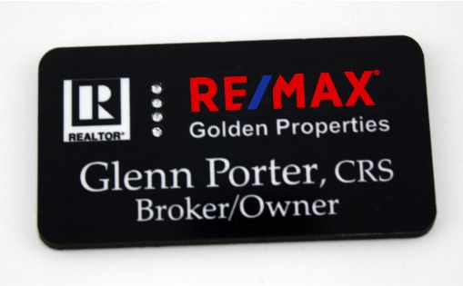 RE/MAX Black Four Bling Name Badge