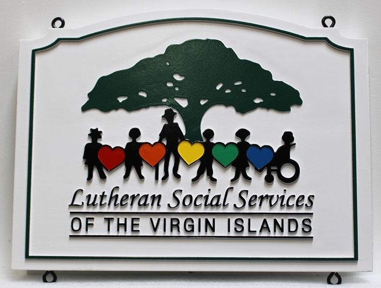 D13154 - Carved  2.5-D Raised Relief HDU Sign for the Lutheran Social Services of the Virgin Islands.