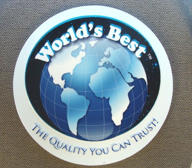 SA28613 - Small Carved HDU Sign"World's Best" with Vinyl Applique