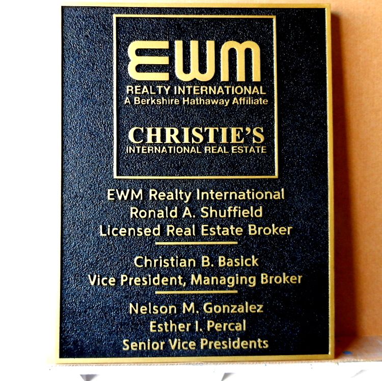 C12308 - Carved and Sandblasted Wall sign for Christie's International Realty company