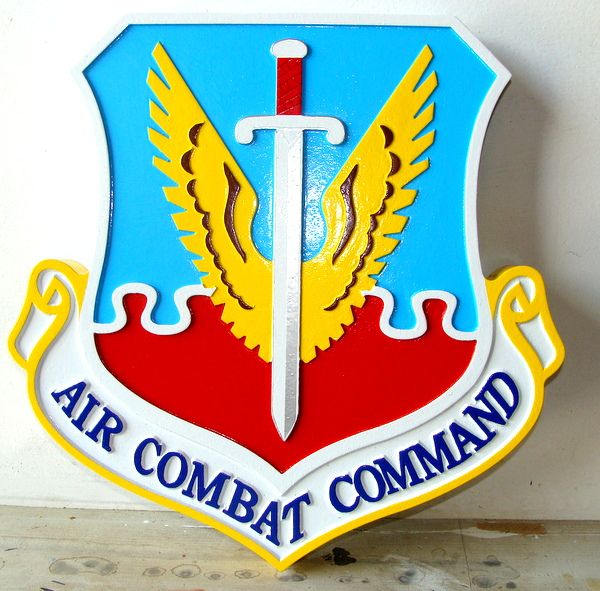 LP-1620 - Carved Shield Plaque of the Crest of the Air Combat Command, Artist Painted