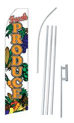 Fresh Produce Swooper/Feather Flag + Pole + Ground Spike