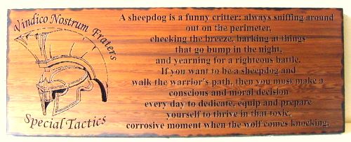 N23186 - Western Red Cedar Engraved Wall Plaque,  with Sheepdog Poem