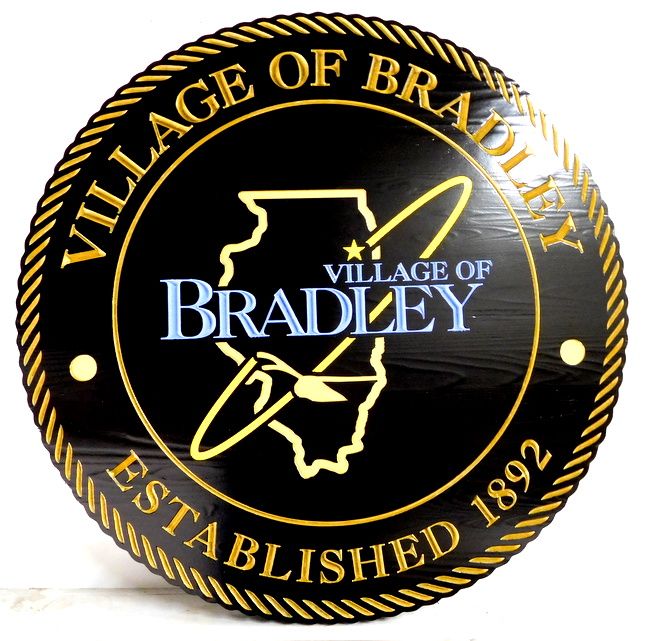 X33034 -  Engraved Wall Plaque for the Village of Bradley, Illinois
