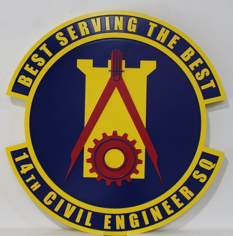 LP-7211 - Carved 2.5-D Plaque of the Crest of the 14th Civil Engineering Squadron