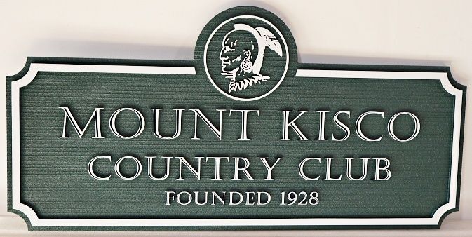 E14021 - Carved and Sandblasted HDU Entrance Sign for "Mount Kisco Country Club"