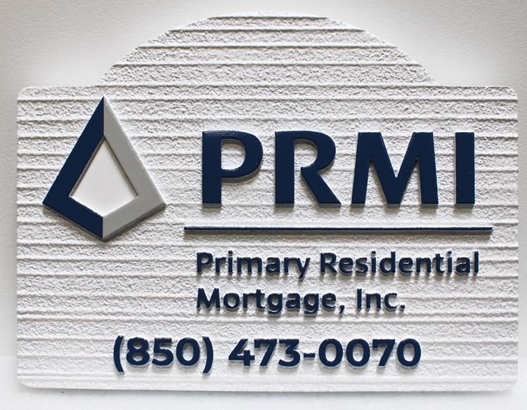 C12239 - High-Density-Urethane (HDU) Sign for PRMI, Primary Residential Mortgage Company, Carved in 2.5-D Raised Relie