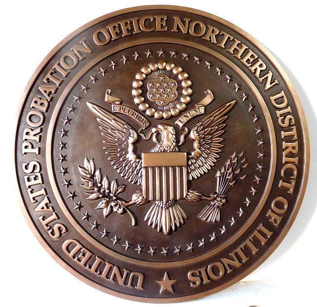 A10840 - 3-D Carved Bronze Wall Plaque for the US Probation Court, Illinois