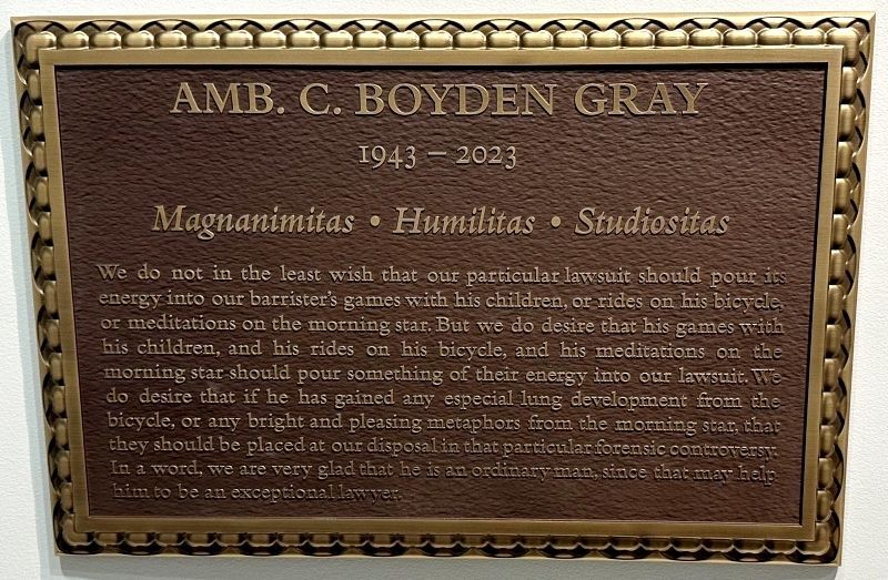 ZP - 2141 - Cast Bronze Memorial Plaque Honoring Ambassador C. Boyden Gray