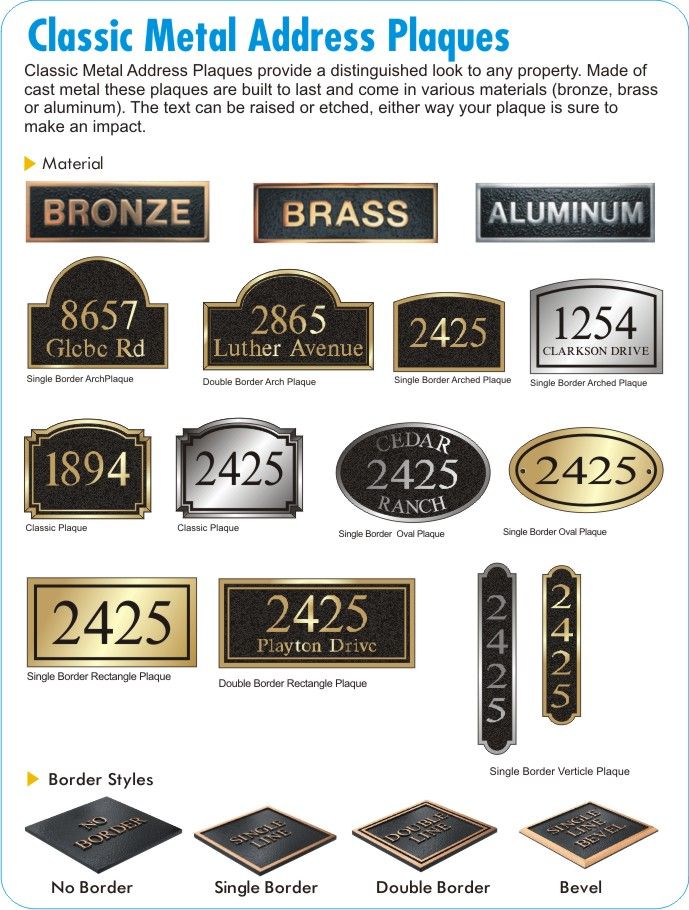 bronze address plaques