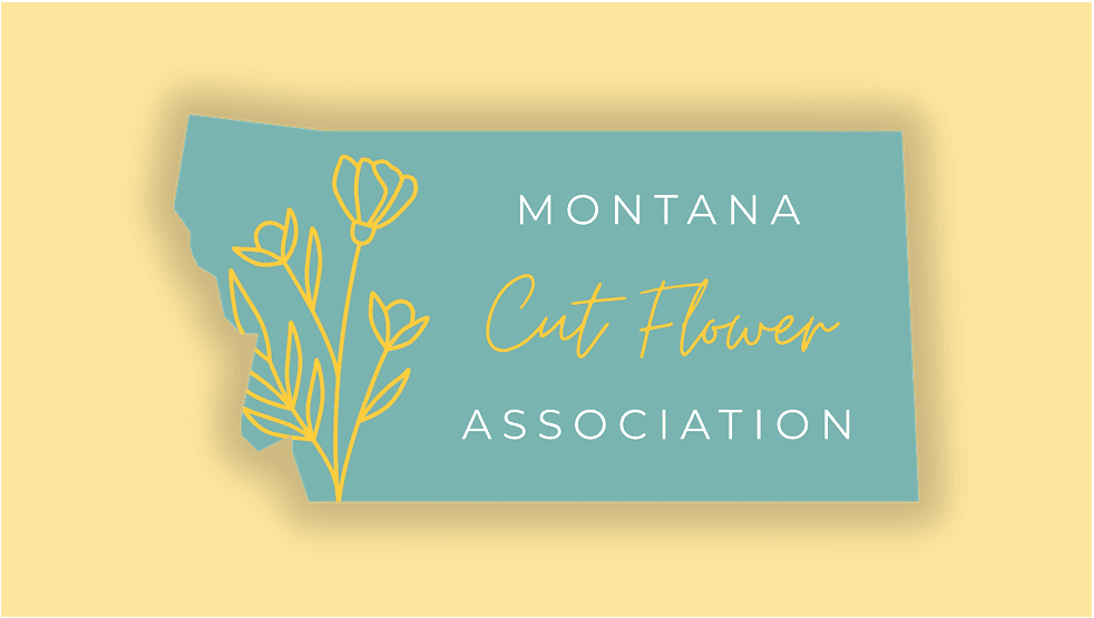 Logo for the Montana Cut Flower Association with traced flowers