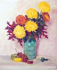 Chrysanthemums with Grapes