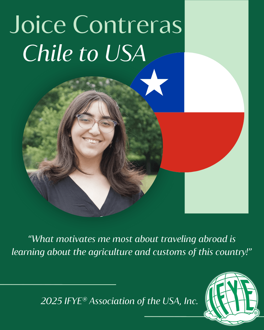 2025 IFYE Joice Contreras Chile to USA