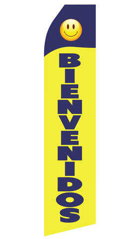 Blue Yellow Bienvenidos Econo Stock Flag