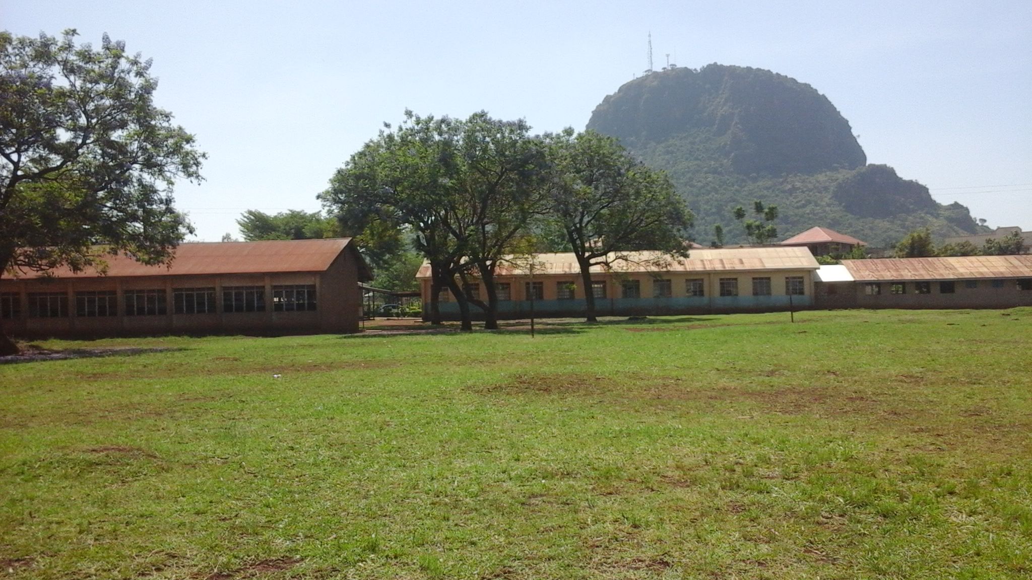 View of Tororo Rock behind school